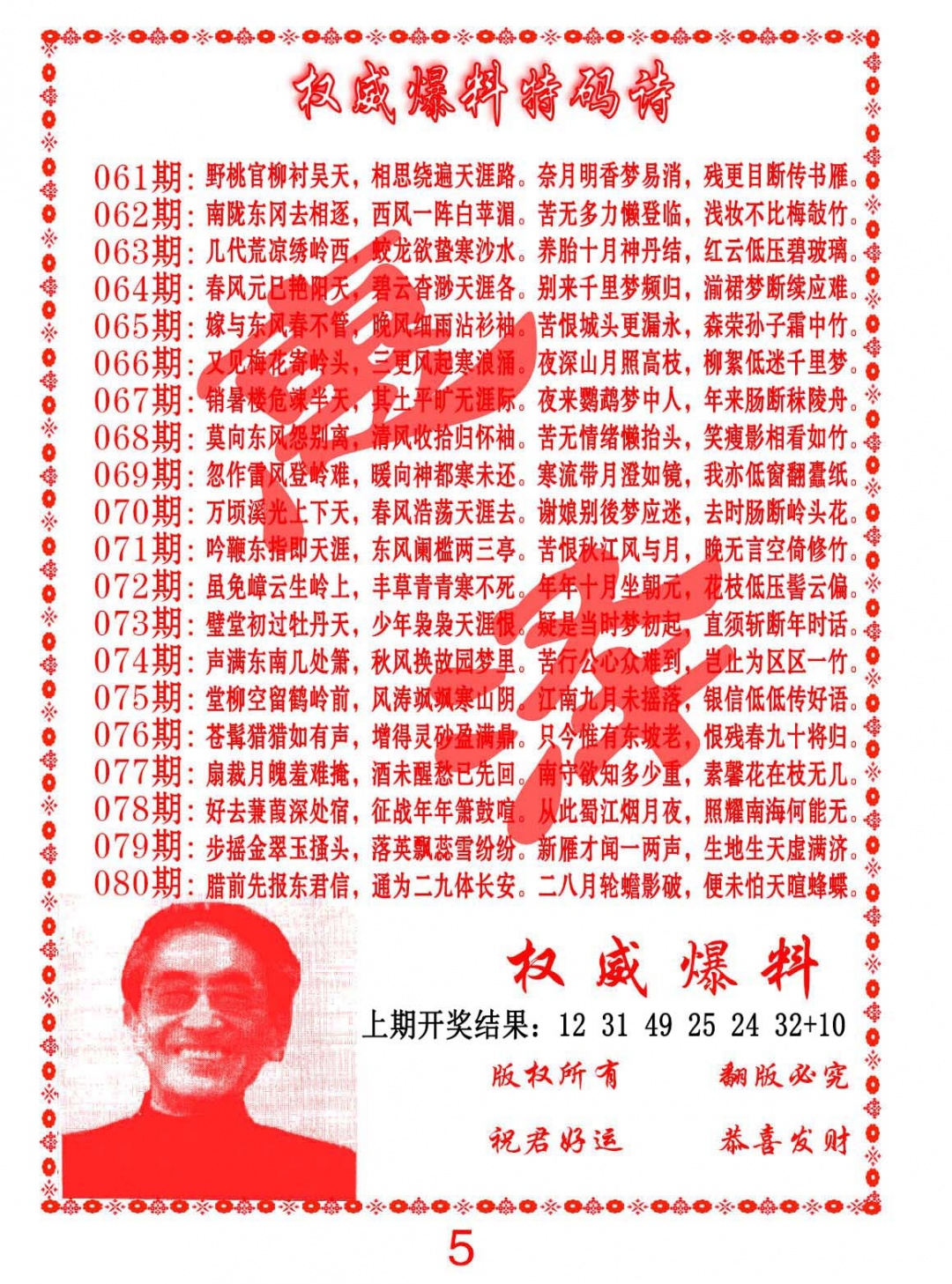 075期权威爆料特码诗[图]